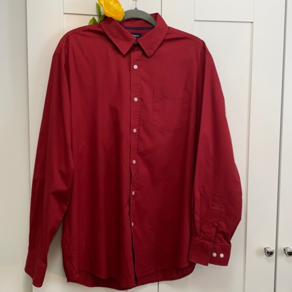 Men’s Burgundy Button Front Long Sleeved Shirt Croft & Barrow Sz LG